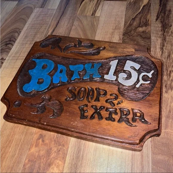 High Quality Engraved Bath 15 cents Soap Extra Rustic Home Decor Wood Sign - Picture 5 of 5